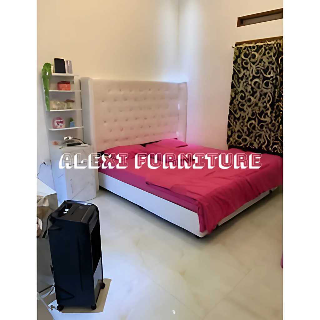 Divan kasur kancing kain beludru sandaran tinggi 170 cm