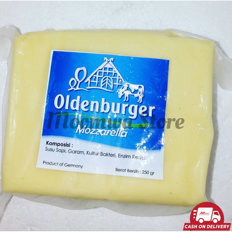 

Keju Mozarella Oldenburger 100 gram / Keju Mozzarella Murah Kemasan Ekonomis Pizza Topping