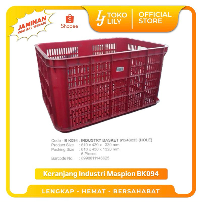 Keranjang Industri Krat Berlubang Serbaguna BK094 Maspion