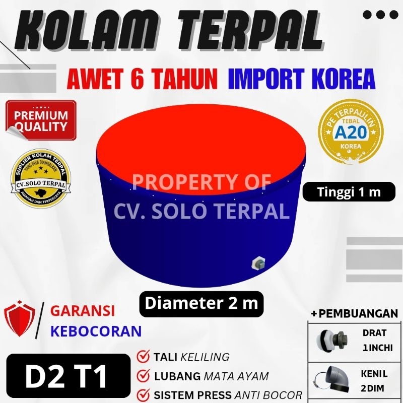 Kolam terpal bundar / Kolam Terpal Kolam Terpal Kolam Terpal ikan Bulat A20 D2 T1 Diameter 2 Meter T