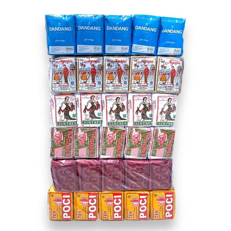 

Paket 6 Slop Teh 60pcs Teh Dandang Biru Sintren Nyapu Gopek 999 Poco kuning