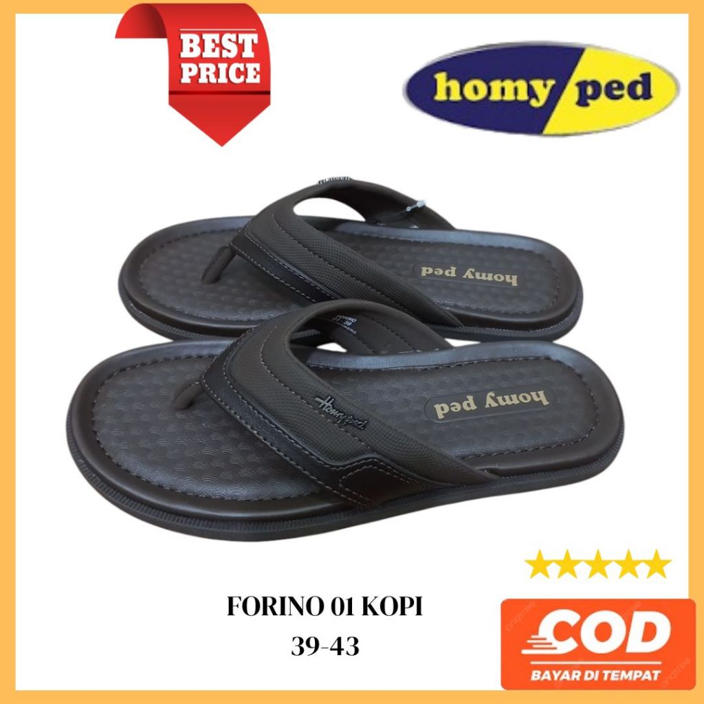 Homy Ped FORINO 01 KOPI 39-43 HOMYPED SANDAL PRIA TERBARU Sandal Slide Kokop Kasual Pria 100% ORI