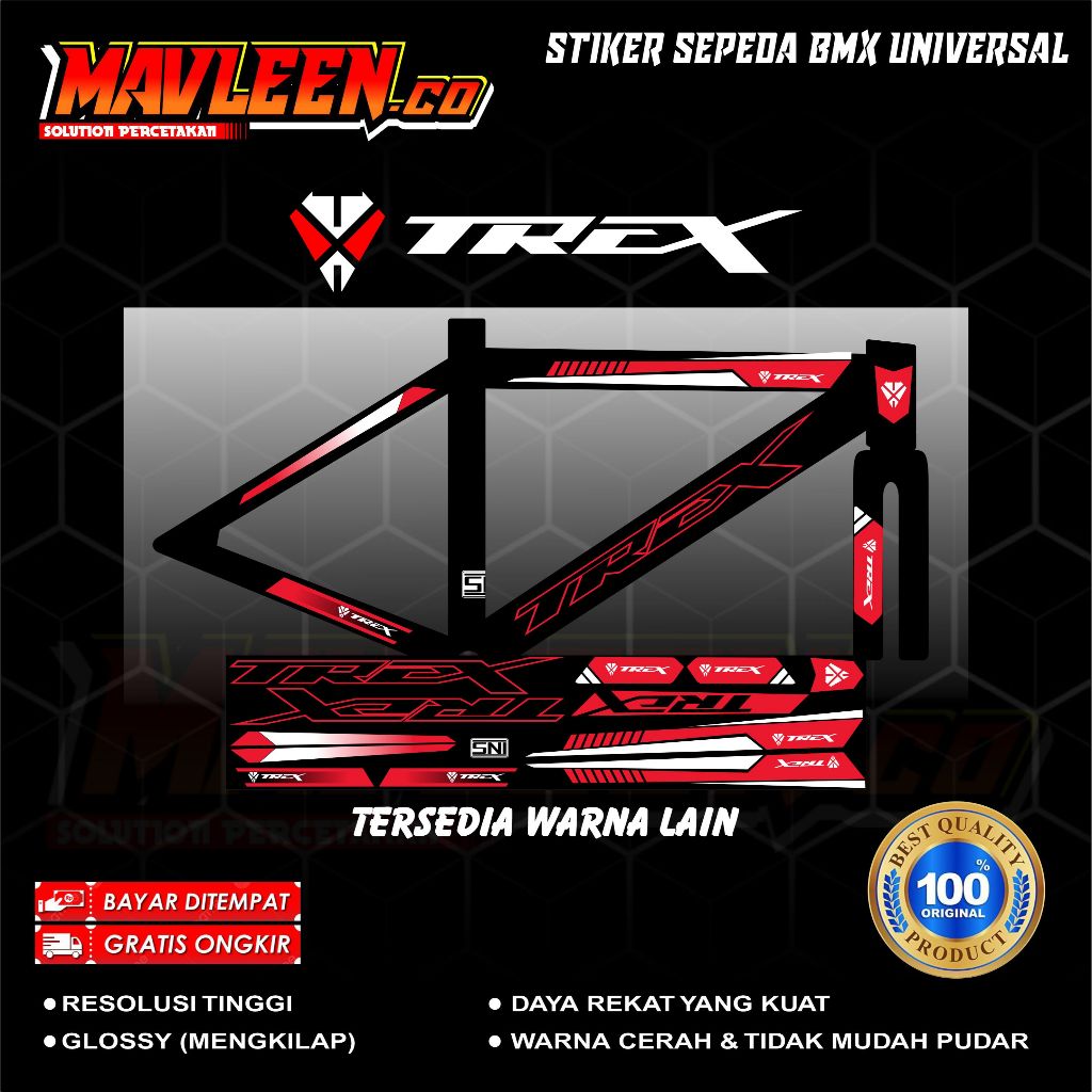(COD) TERBARU stiker striping sepeda trex BMX 18 20 decal glossy lentur anti air