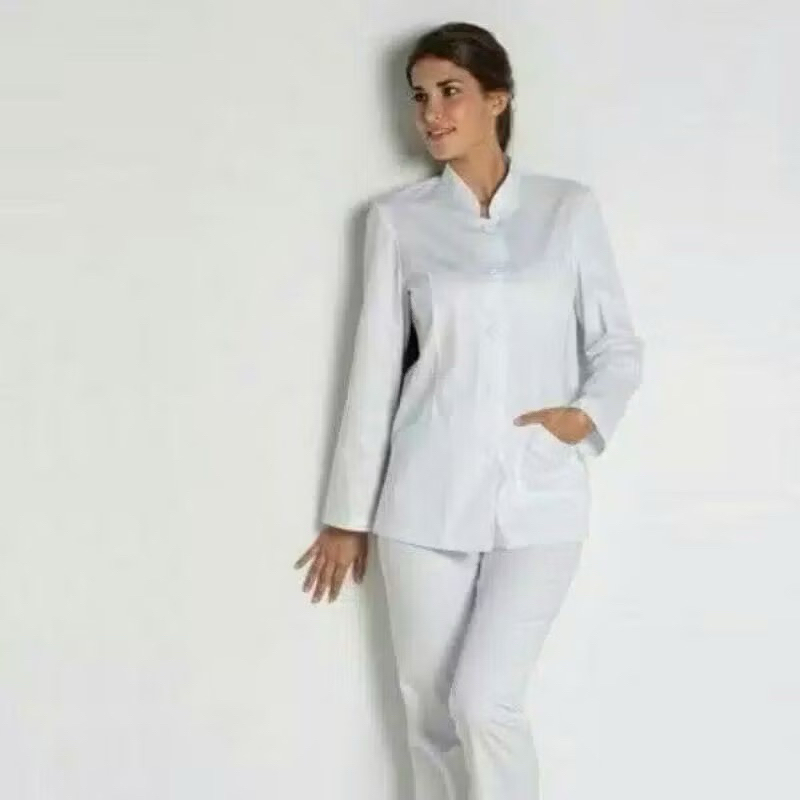 Baju seragam perawat wanita warna putih lengan panjang (preloved)