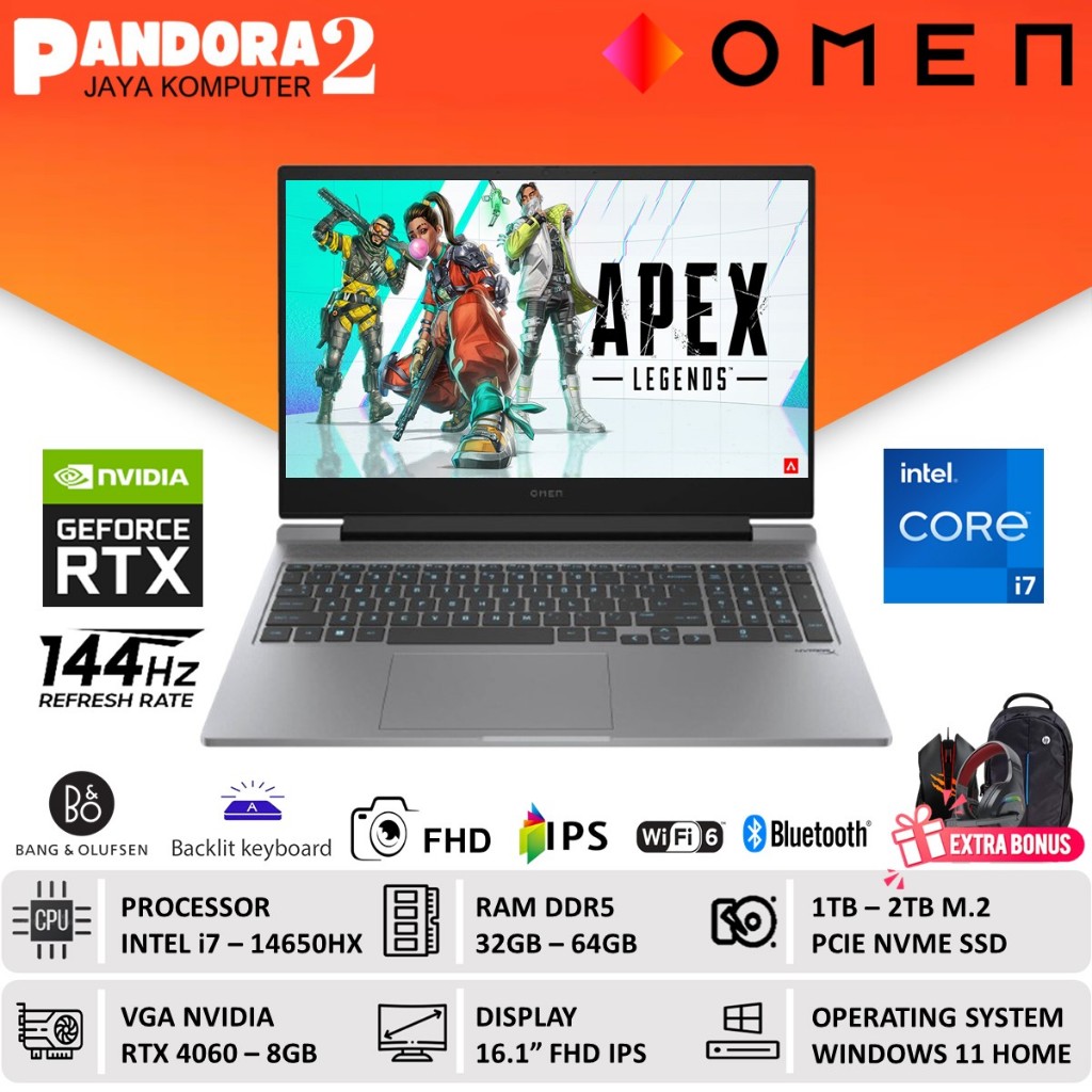 HP OMEN 16 RTX 4060 i7 14650HX 2TB SSD 64GB 16.1 FHD IPS 144HZ WIN11