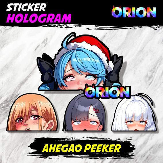 Stiker Hologram Ahegao Peeker Intip Lucu Keren Anti Air VAR3 Marin Kitagawa Genshin Impact Anime
