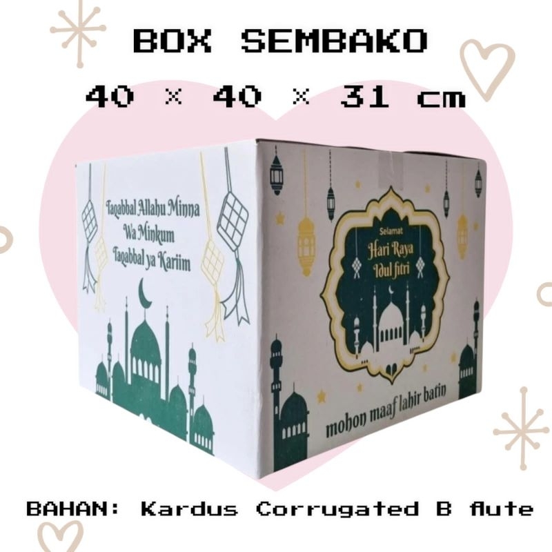 

(MIN ORDER 5 PCS) DUS SEMBAKO LEBARAN IDUL FITRI 40x40x31 / BOX HAMPERS PARCEL