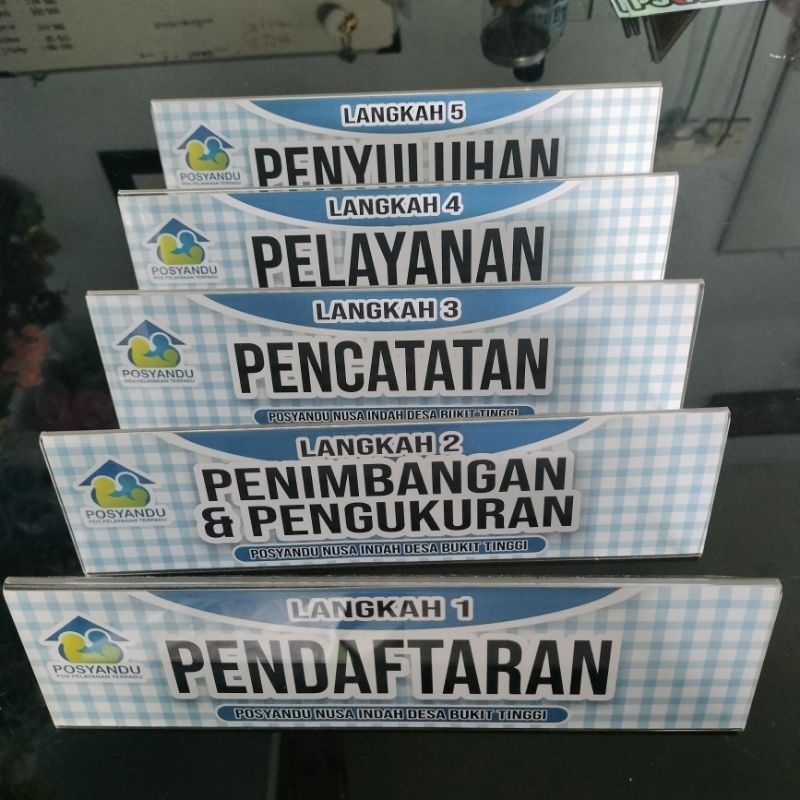 PROMO PAKET AKRILIK 5 MEJA / 5 LANGKAH POSYANDU MURAH BERKWALITAS (BISA TULISAN CUSTOM)