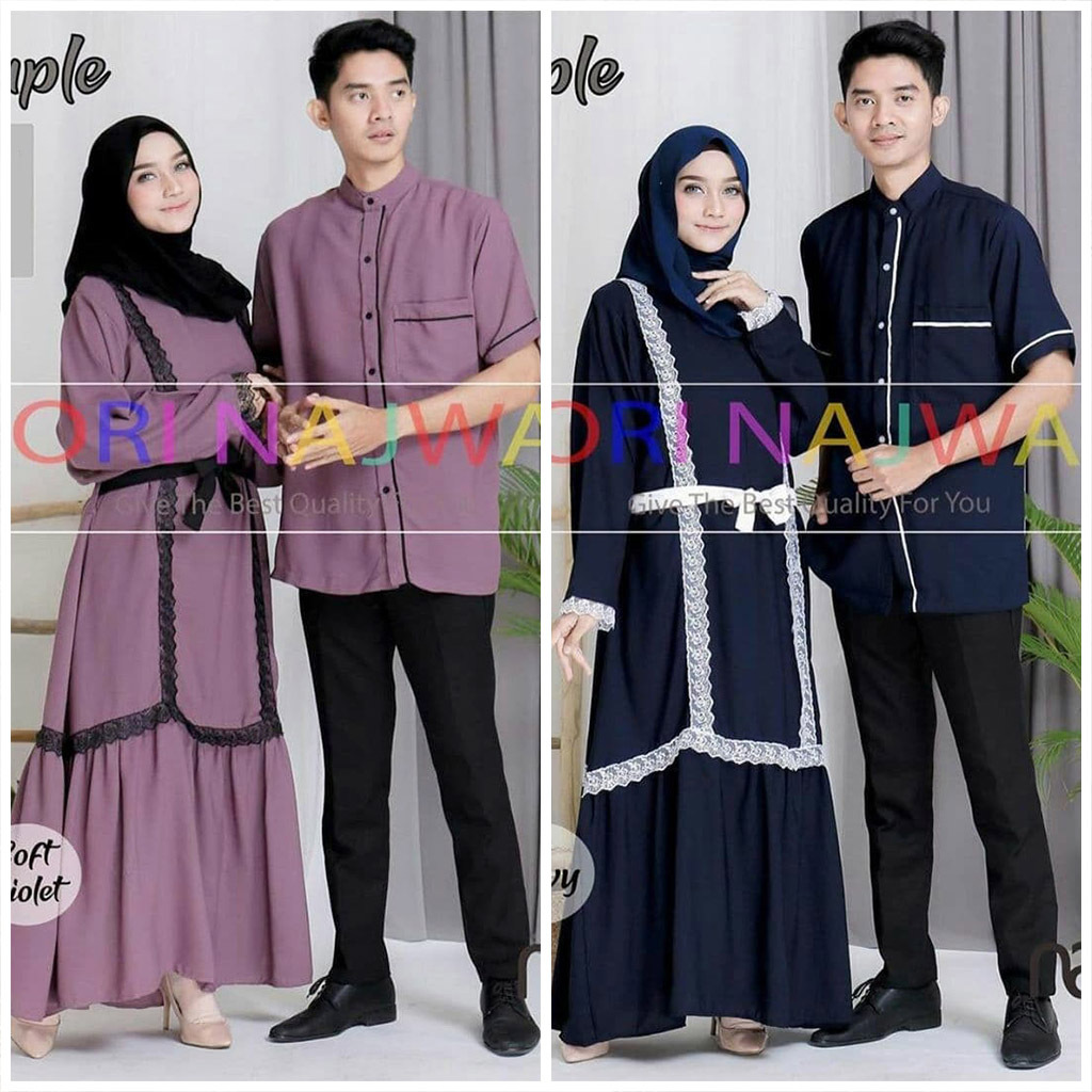Alwa Couple I Sarimbit Suami Istri Couple Terbaru Premium Gamis Couple Lebaran Mewah Pesta Pasangan 