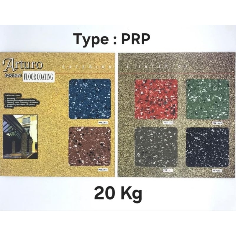 ARTURO Type Floor Coating Pail 20Kg (6 Warna Type PRP) Cat Texture Tone Tekstur Dinding Tembok Flake