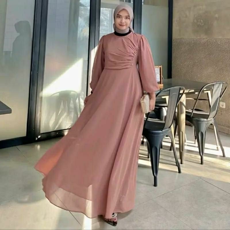 HANNA DRESS// Bahan ceruty// gamis terbaru// gamis kekinian//gamis kondangan