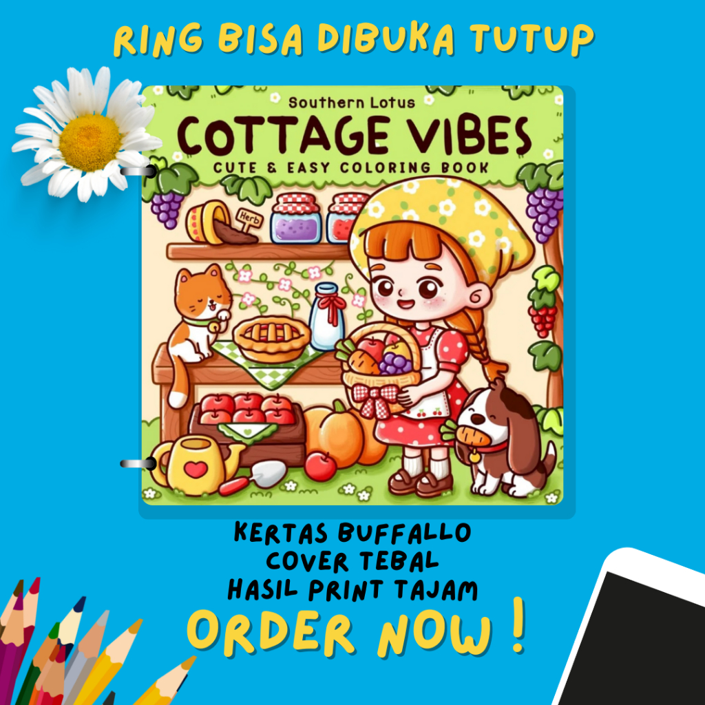 

Buku Mewarnai Anak dan Dewasa- Cottage Vibes Coloring book for kids and adults 50 halaman