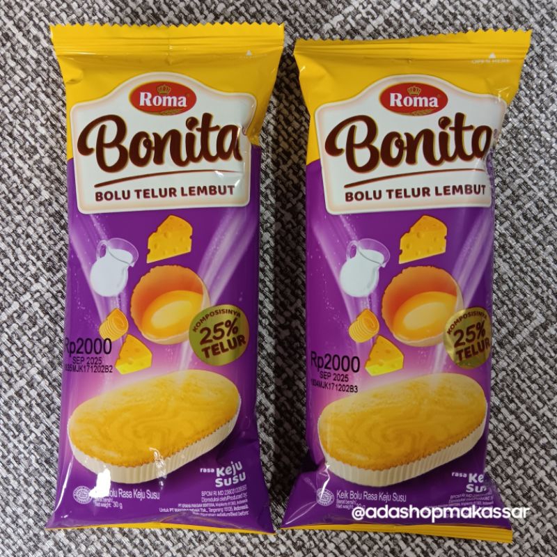 

Roma Bonita Keju Susu / Cokelat / Kelapa Pandan