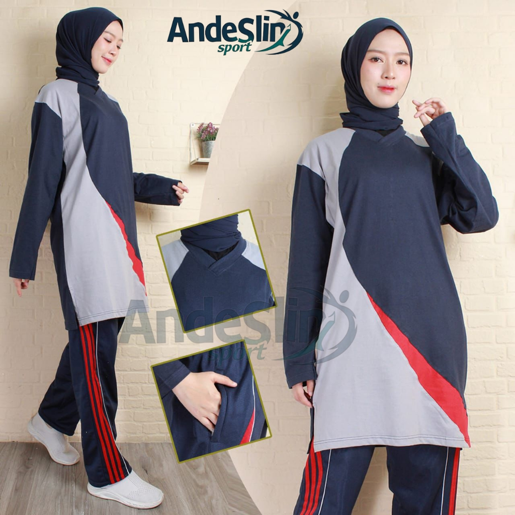 Baju Olahraga Wanita Tunik Lengan Panjang / Setelan Baju Olahraga Wanita
