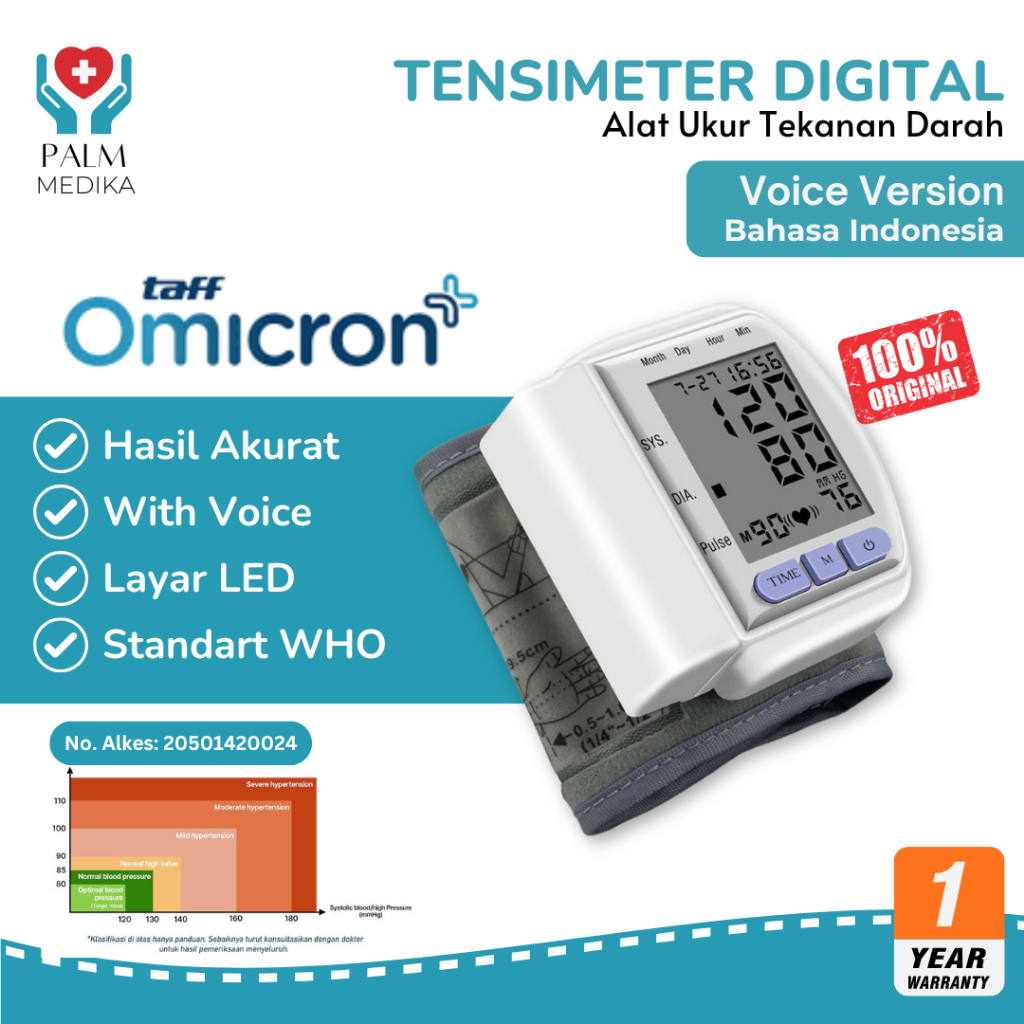Taff Omicron Pengukur Tekanan Darah Tensi Darah Tensimeter Digital Lengan