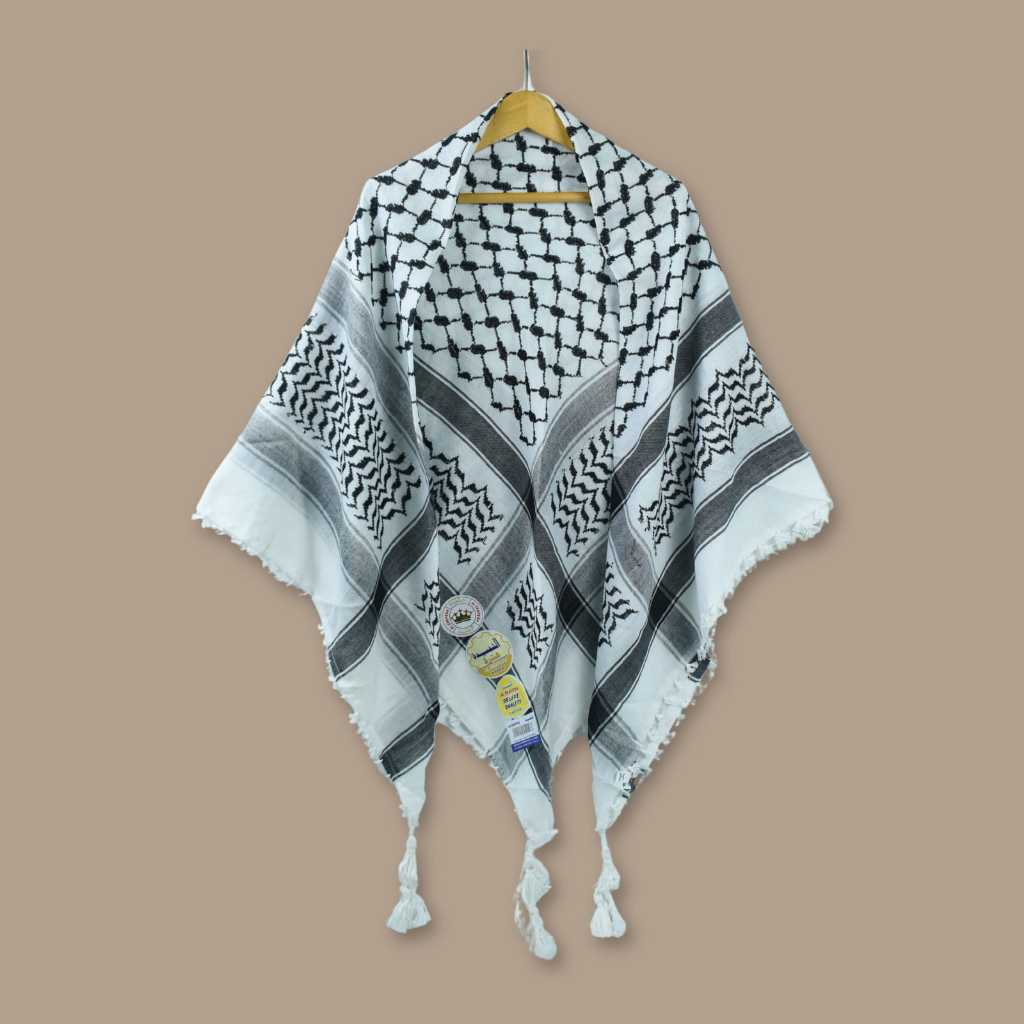 Sorban Arab Palestina Al Shafeda Putih Motif  Kuncir Import Berkualitas Murah Bagus