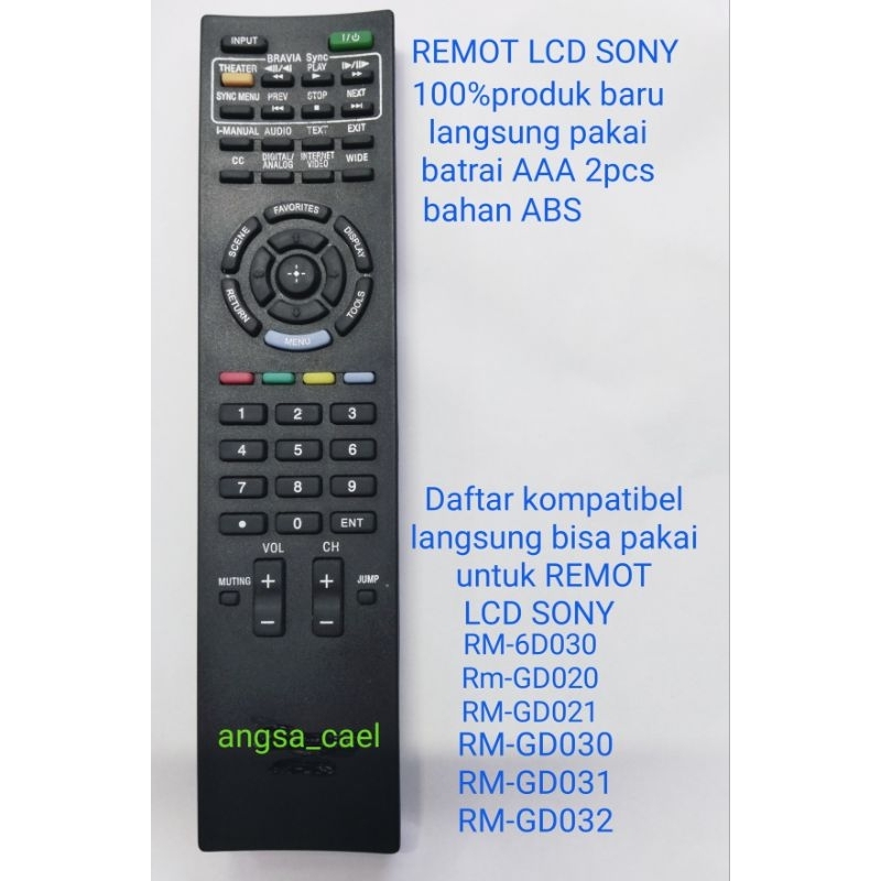 REMOT REMOT LCD TV SONY RM-GD030 Rm-GD020 RM-GD021 RM-GD023 RM-GD026 RM-GD029 RM-GD030 RM-GD031 RM-G