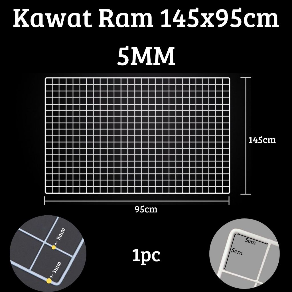 Kawat Ram 145x95 Cm 5mm / Rak Display Aksesoris HP / Rak Gantung putih