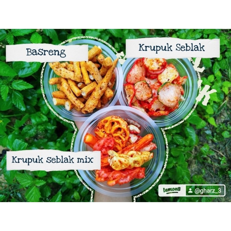 

KERUPUK SEBLAK MIX / Seblak Cup /Campur Pedasdaun Jeruk