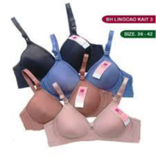 Ay00 GROSIR BRA BH LINGCAO B5 CUP B ( CUP SEDANG) KAITAN 3 BUSA TIPIS TANPA KAWAT