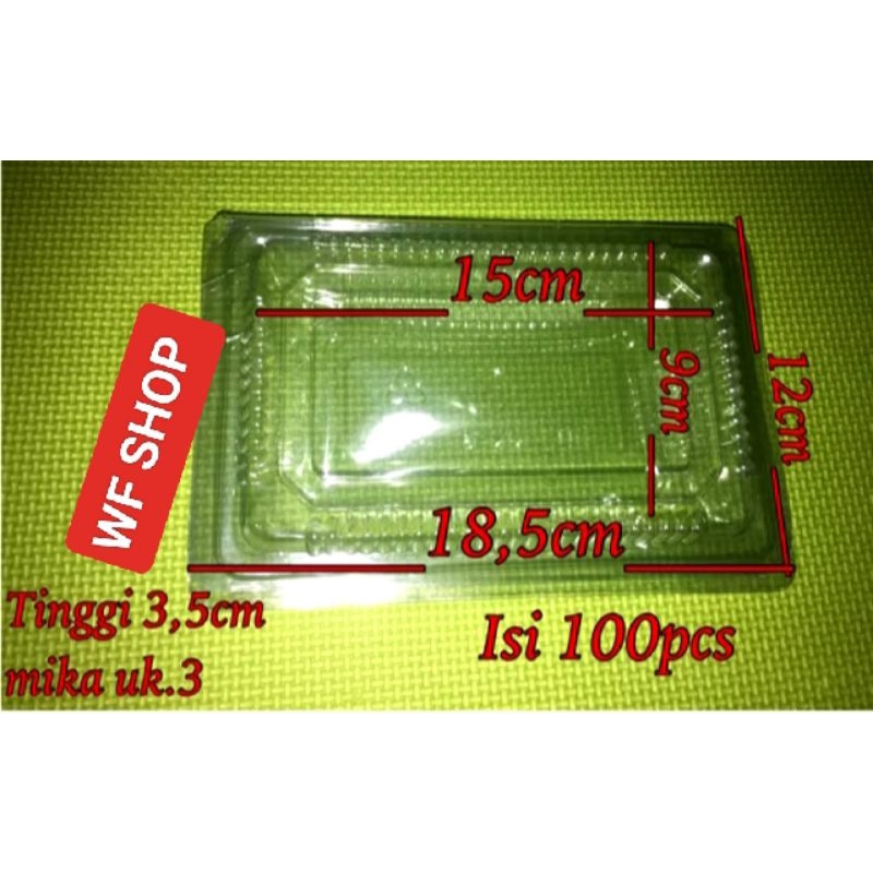 Isi 100pcs Ukuran 3 BOX MIKA PLASTIK MIKA bening lipat staples tempat wadah saji nasi kuning ...