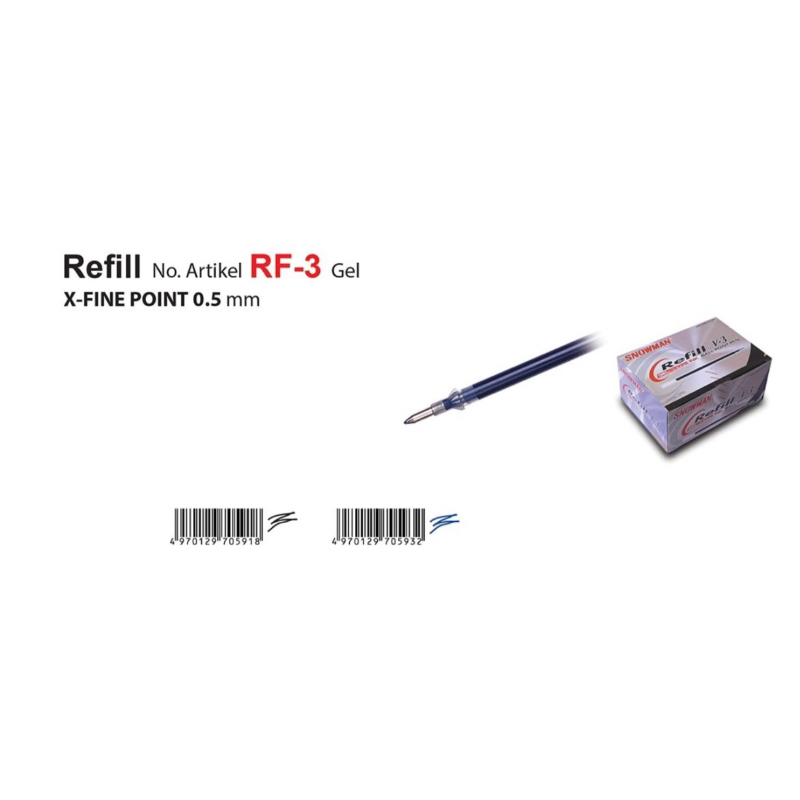 

REFILL SNOWMAN RF-3 GEL X FINE POINT 0.5mm REFILL BOLPEN V1, V2, V6, BP-7 & S1