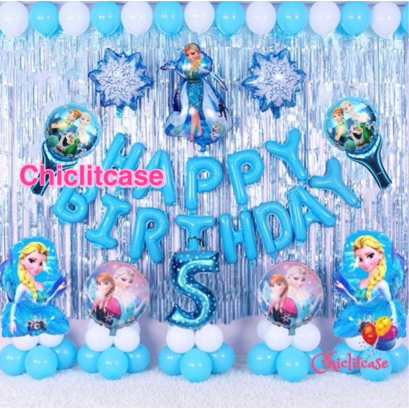 Paket dekorasi ulang tahun frozen premium tirai/dekorasi ulang tahun frozen