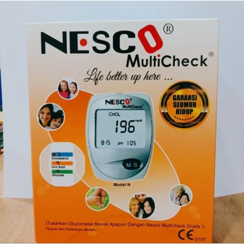 alat nesco multicheck 3 in 1 ( kolesterol, asam urat, gula darah ) , nesco multicheck 3 in 1