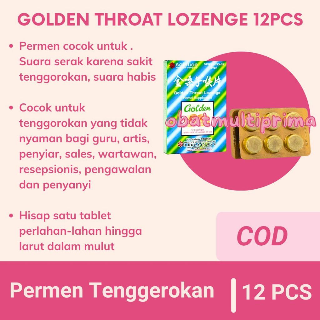 

Golden Throat Lozenge - Permen Pelega Tenggorokan Kering Panas Dalam Anti Mabuk Mual