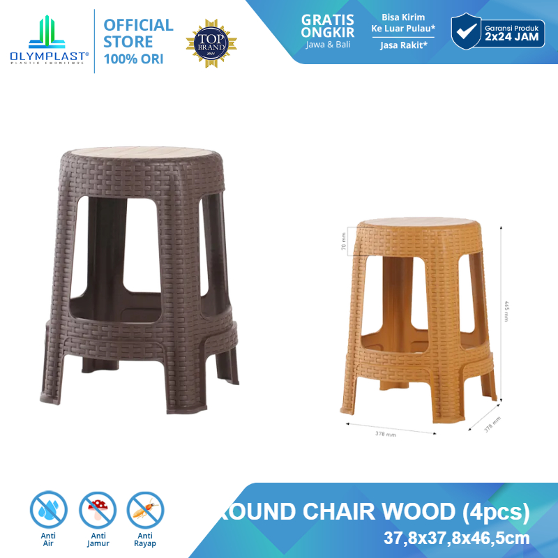 Olymplast ROUND STOOL W Kursi Bakso Bulat 4 PCS