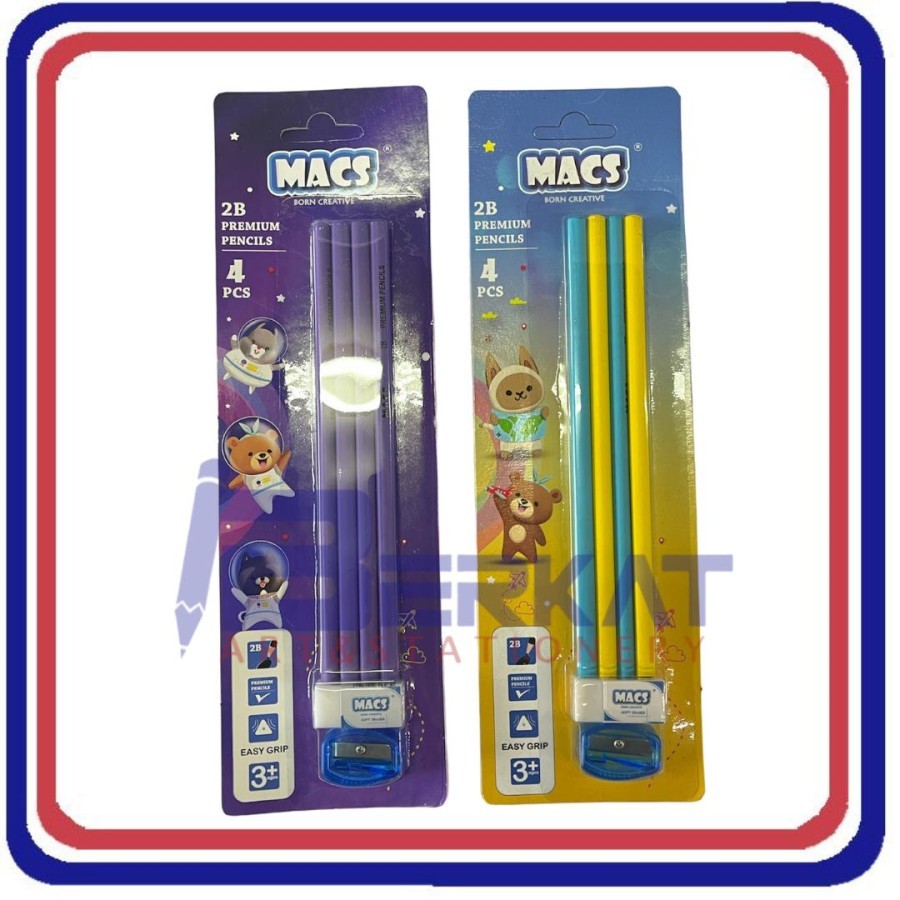 

MACS Pensil 2B Segitiga Premium 4 Pcs Free Penghapus + Rautan