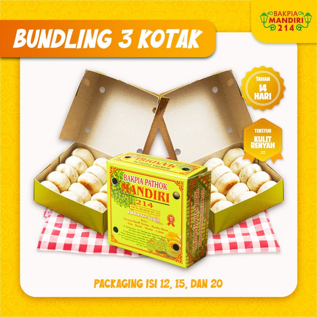 

[SPECIAL BUNDLING 3 KOTAK] BAKPIA PATHOK (ISI 12, 15, 20) KHAS JOGJA ASLI PREMIUM BAKPIA MANDIRI 214