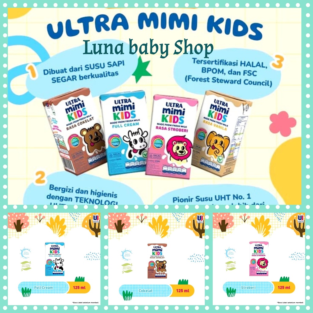 

Susu Ultra Mimi 125ml Rasa Coklat,Strawberry dan Full Cream(Kartonan)