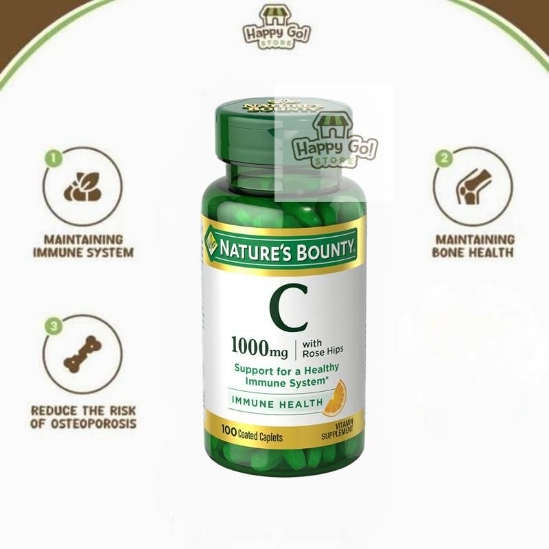 Nature's Bounty C 500mg dan 1000mg Menjaga Imun Tubuh Yang Sehat dengan Rose Hips Original USA
