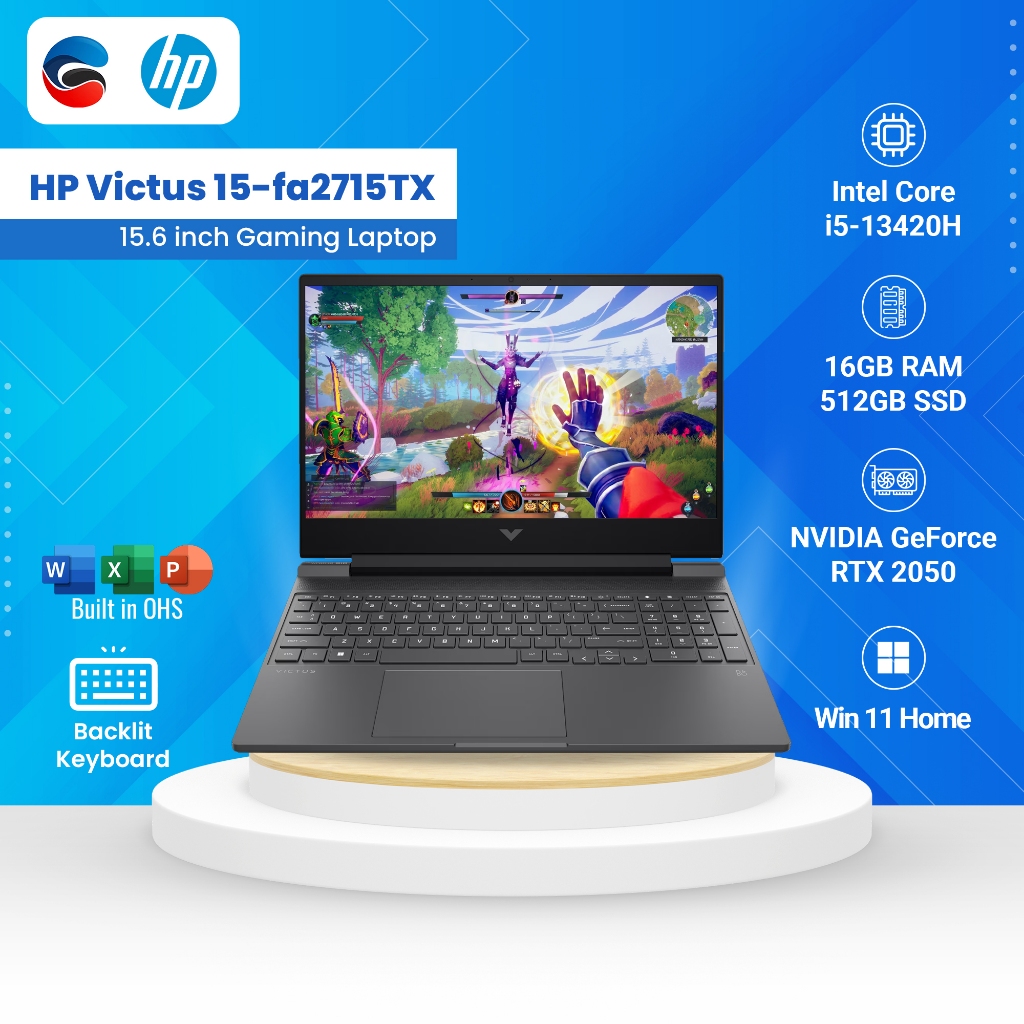 HP Laptop Victus 15 FA2715TX Intel Core I5 13420H 16GB 512GB SSD 15.6" FHD IPS 144Hz W11 NVIDIA GeFo