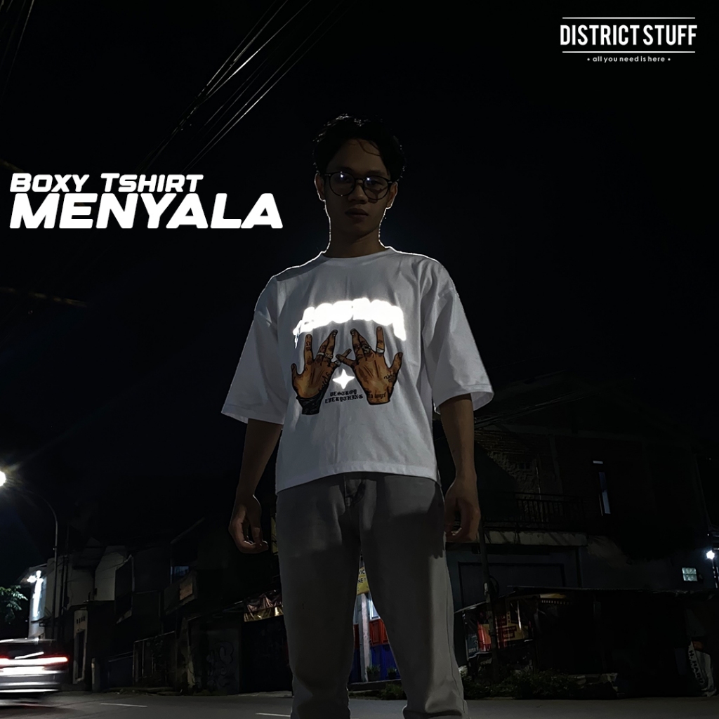 Kaos Boxy Reflektif Destroy Tshirt Boxy Menyala Dalam Gelap Pria Wanita Premium