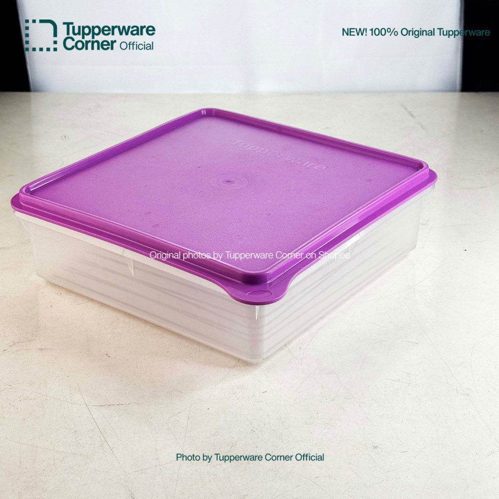 Tupperware snack stor 2,9L tutup ungu base bening kondisi baret samar sesuai foto