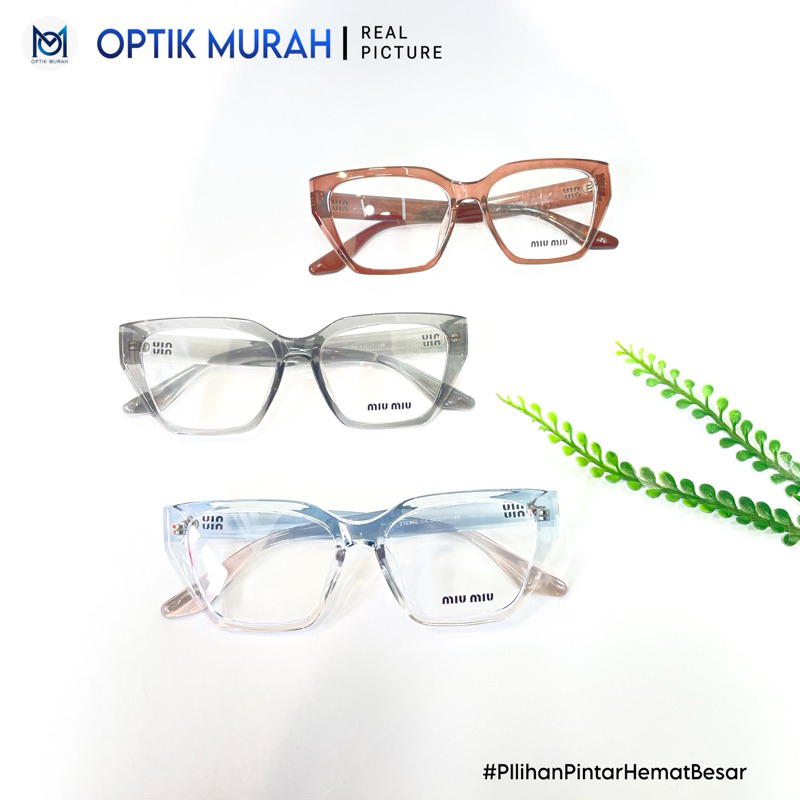 Frame Kacamata Cat Eye Tebal Miu Miu Wanita Trend Modern Fashion Korea Normal Minus Plus Silinder Ph