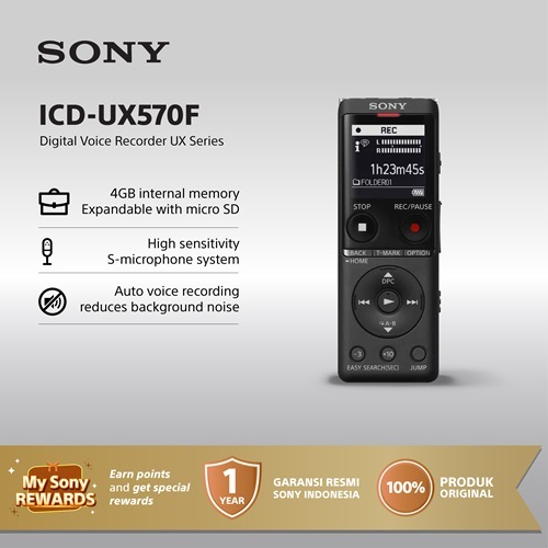 Recorder Sony ICD-UX570F IC Audio Recorder - Black