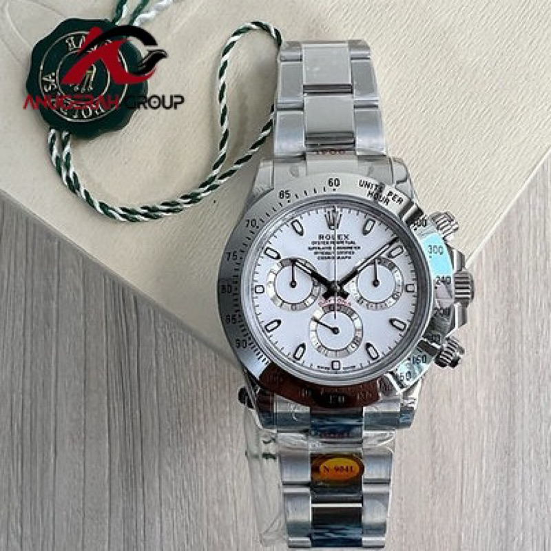 JAM ROLEX DAYTONA 40MM AUTOMATIC SILVER WHITE BODY SWISS ORI PREMIUM