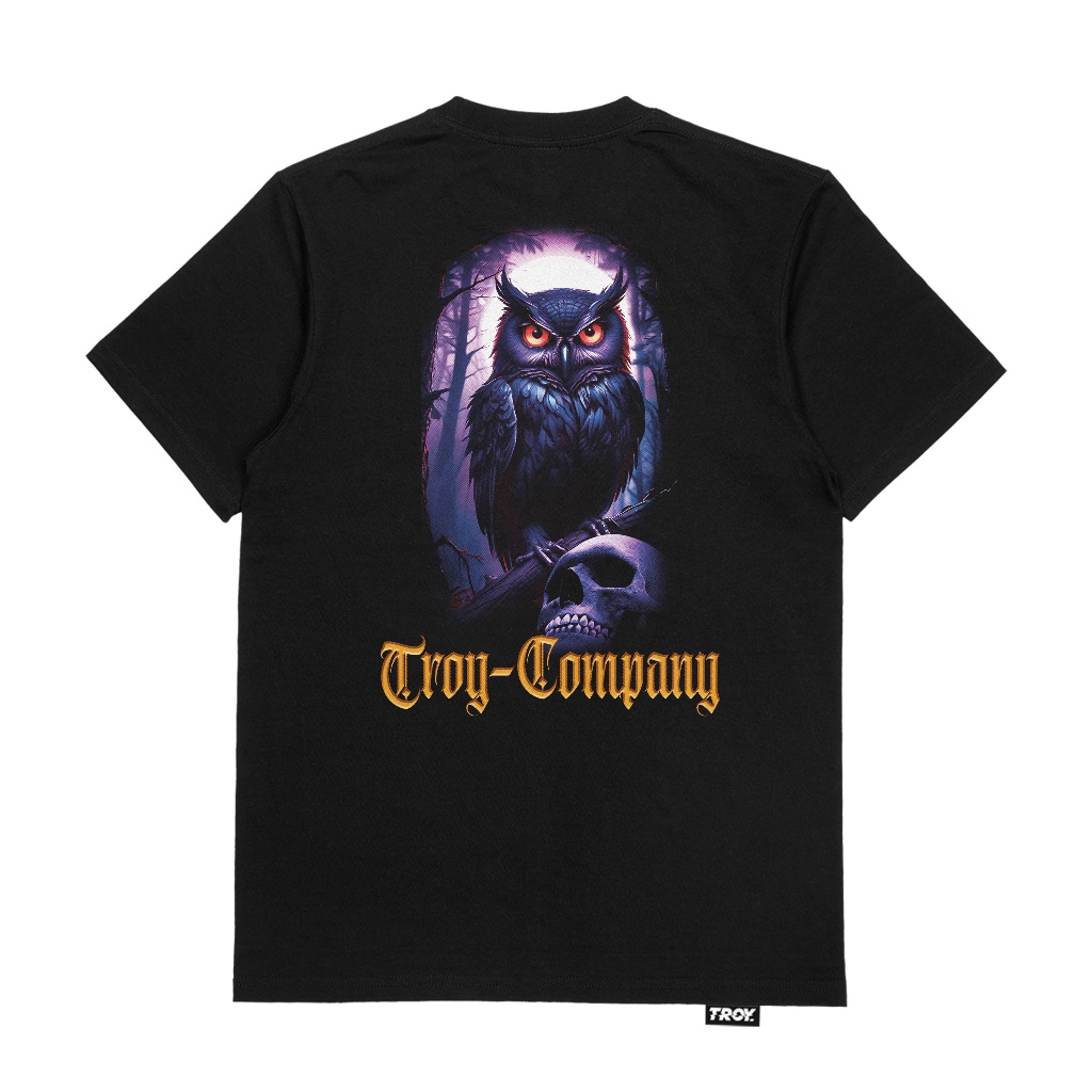 Troy Company Tshirt Black Purple Sky Owl - Kaos Pria Lengan Pendek Hitam MT 2997