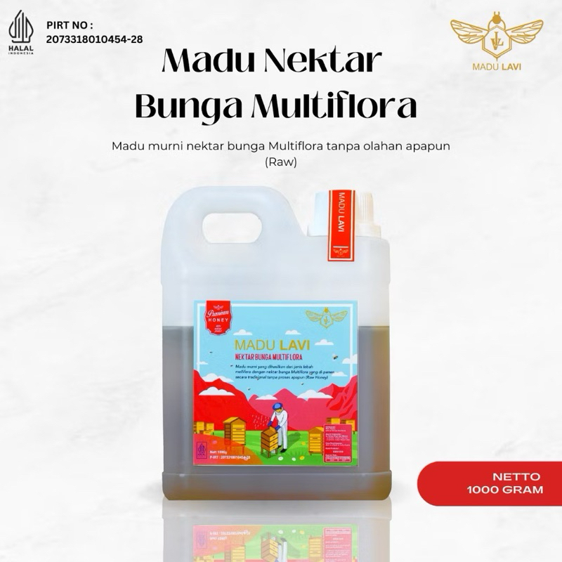 

Madu Lavi Murni Asli Nektar Multiflora Raw Honey 1000 gram Grade A 100%