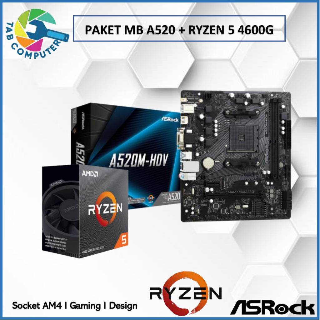 Paket AMD Ryzen 5 4600G Box + Motherboard ASROCK A520M-HVS