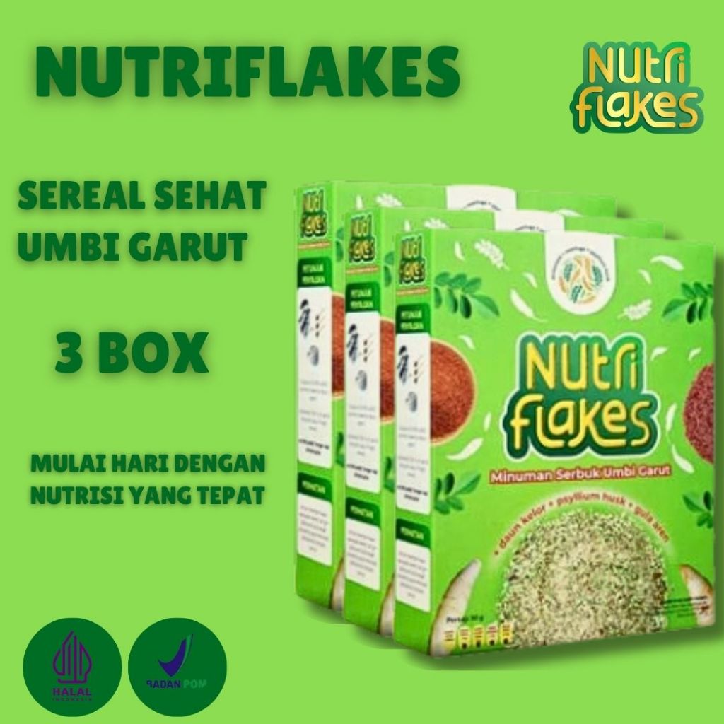 

Nutriflakes - Garansi Original 3 Box - Atasi Asam Lambung Maag Gerd Diet Sereal Umbi Garut