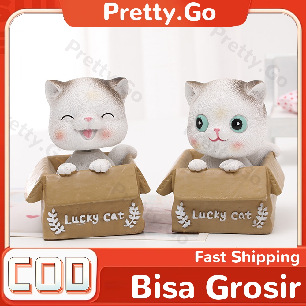 Ornamen Kucing Yang Disimulasikan Pajangan Dashboard Mobil Lucky Cat/ Lucu Kucing Pajangan Mobil Kuc