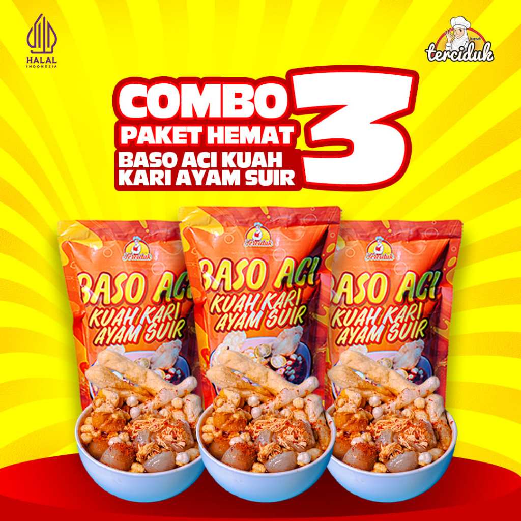 

Baso Aci Ayam Suwir Rasa Kari Pedas Gurih - Paket Hemat Dapat 3 Bungkus Baso Aci Kari Ayam - Cuankie Kari Ayam