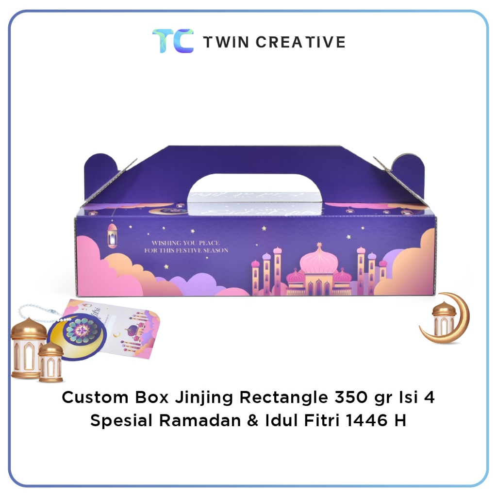 Custom Packaging Box Kardus Hampers Lebaran Kotak Kue - Box Jinjing Rectangle 350gr Ramadan Isi 4