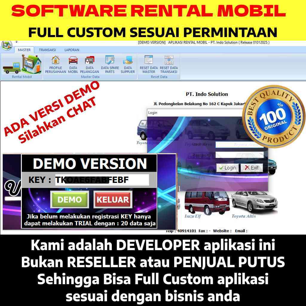 Software Rental Mobil Full Custom