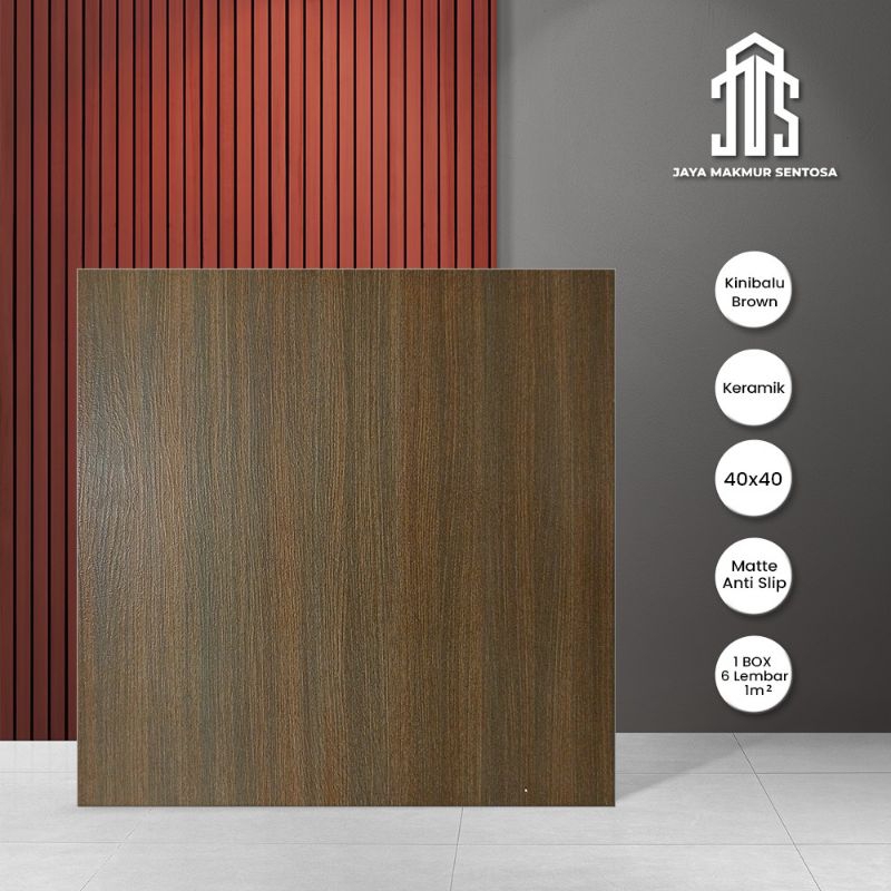 Keramik Lantai Motif Kayu Kinibalu Brown 40x40