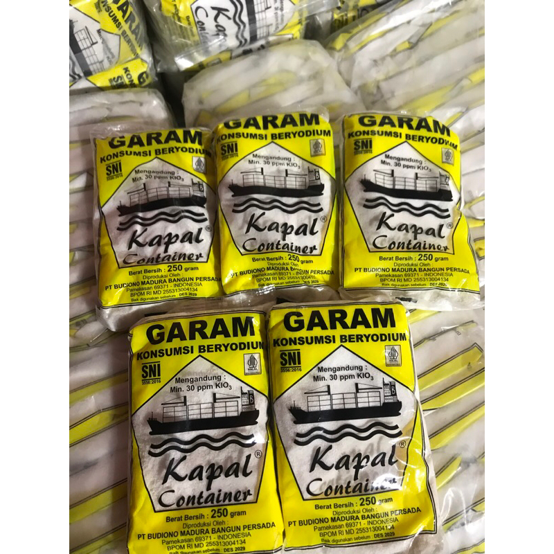 

(5PCS) garam halus beryodium cap kapal container kemasan 250gram